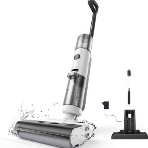 ED12 Nass- und Trockenstaubsauger, selbstreinigender kabelloser Bodenreiniger, leichter Mopp für Hartböden, Tierhaare, Essensreste, Rundum-Reinigung ohne Auslass